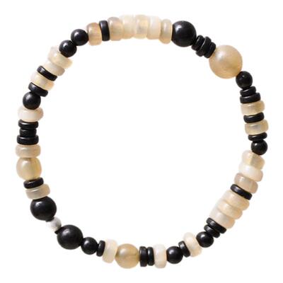 QIQI器契补丁黑檀牛角花色手链