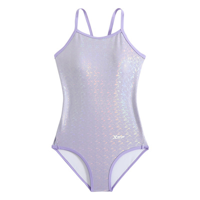 特步七彩烫金女士连体三角泳衣