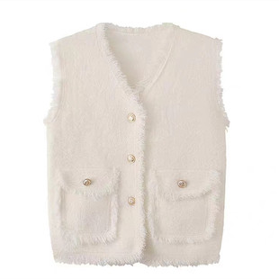 大码2026春季新款时尚小香风马甲无袖坎肩毛衣背心马夹外套女加厚