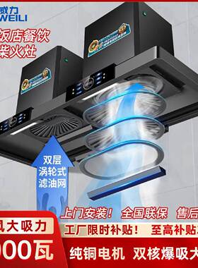 威力商用油烟机厨房餐厅店大功率大吸力柴火灶吸油烟机农村土灶台