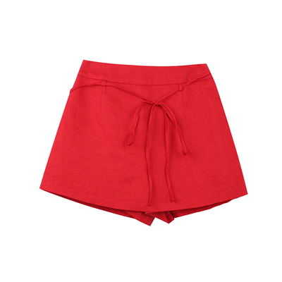 SourceWithU棉麻系带微A裙裤