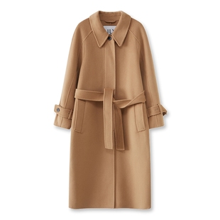 LILY冬新款女装绵羊毛美拉德百搭宽松OL通勤双面呢大衣女外套