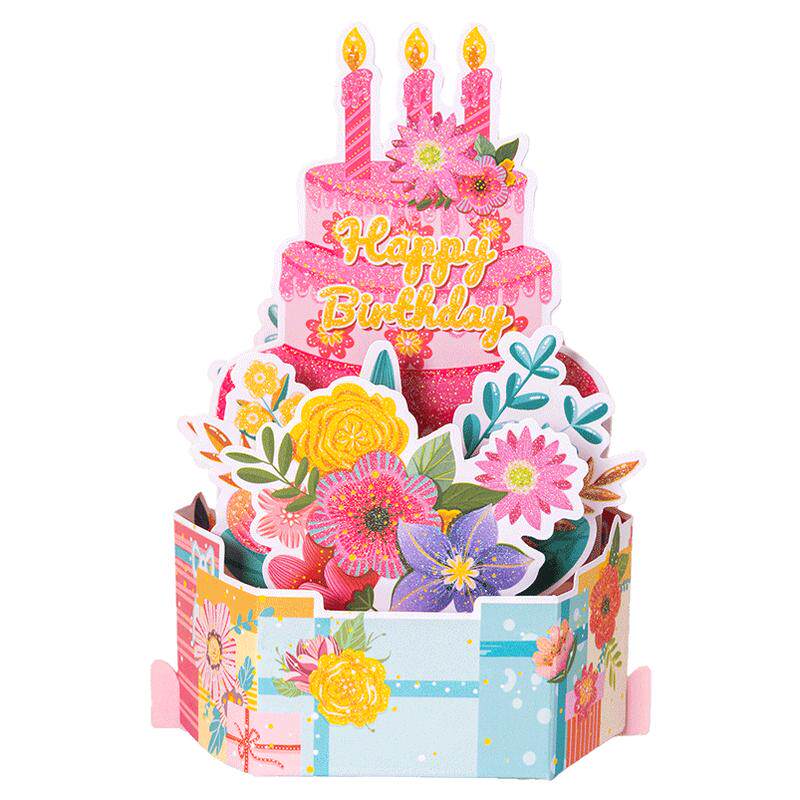 3D立体生日贺卡定制打印纸雕装饰生日感谢手写祝福内页留言卡片