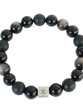 手链男银曜石小众设计感