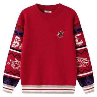 巴拉巴拉男童毛衣中大童针织衫儿童红色拜年服春装2025新款童装潮