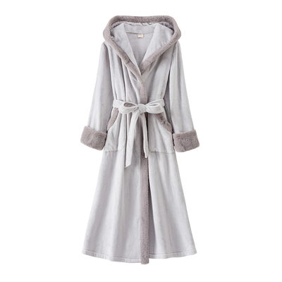 高级感气质连帽法兰绒睡袍