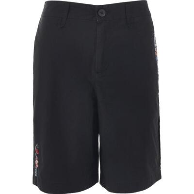 渔女装短裤女2024新款夏季纯棉全棉绣花弹力腰直筒休闲裤FGGB6406