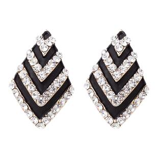 黑色大牌个性高端耳饰女耳夹气质百搭宝塔型几何纯银耳坠秋冬耳环