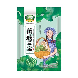 华贵荷塘三宝洪湖北特色半成品食材莲子米菱角莲藕丁小炒即食袋装