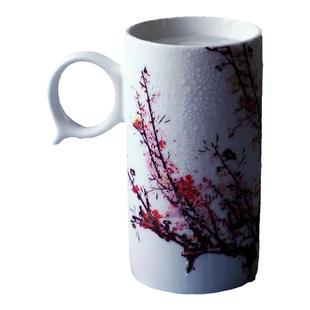 闺待高档梅花三弄感温变色杯遇冷遇热变色高颜值马克杯陶瓷咖啡杯