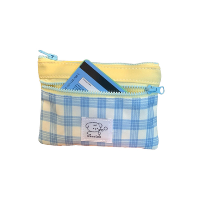 蓝黄拼接卫生巾收纳包学生随身便携包卡包口红杂物包迷你零钱包女