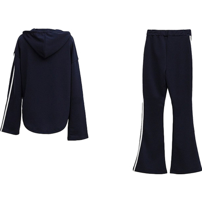 白色春季修身开衫两道杠运动套装