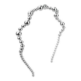 DAINEI岱妮摩登银珠珠发箍头箍高级感细波浪女新款头箍金属银发饰