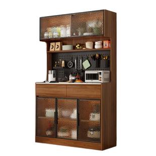 实木岩板餐边柜靠墙一体储物柜新款家用客厅置物柜橱柜茶水柜高柜