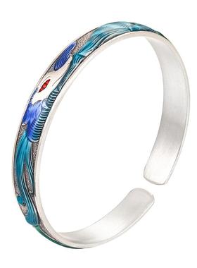 足银999九尾灵狐开口手镯