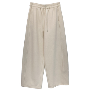 醋酸羊毛加绒休闲裤女秋冬季加厚小个子宽松松紧腰保暖直筒阔腿裤