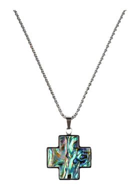 嘻哈十字蓝色钛钢项链男女