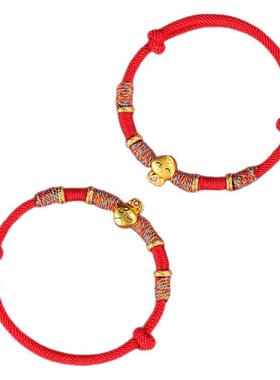 蛇年手链本命年福蛇钱币手工编织手绳福禄招财红绳编绳吉祥手链女