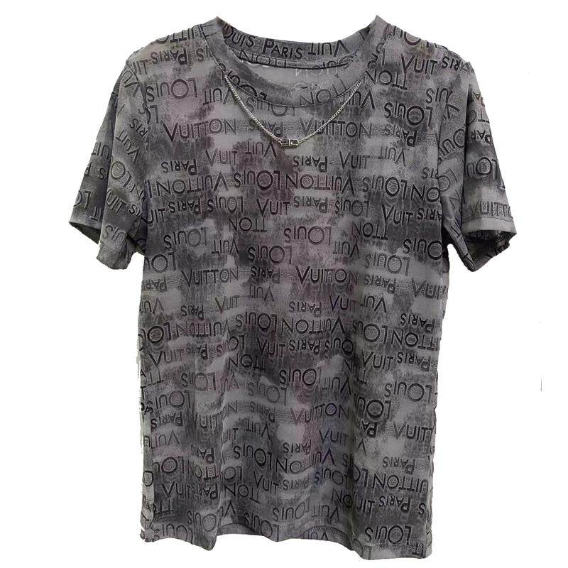 字母弹力网纱短袖T恤女2026夏新款时尚百搭显瘦微透体恤上衣小衫
