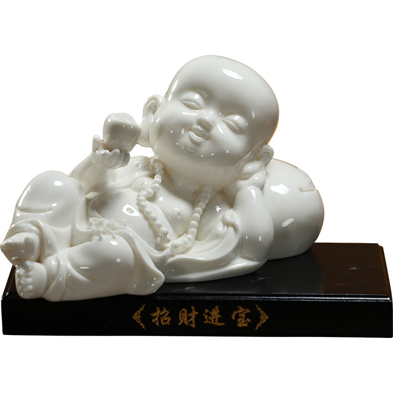 微美陶瓷招财进宝儿童摆件客厅装饰工艺品书房室内玄关中式摆设