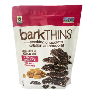 进口美国barkTHINS扁桃仁海盐黑巧克力薄脆片袋装小零食年货566g