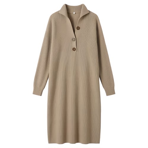 女士立领休闲中长毛衣裙Stand up collar casual long hair dress