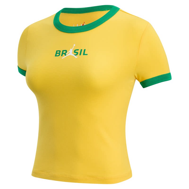Nike耐克女装2026夏季巴西队修身短款足球运动短袖T恤 IF3927-741