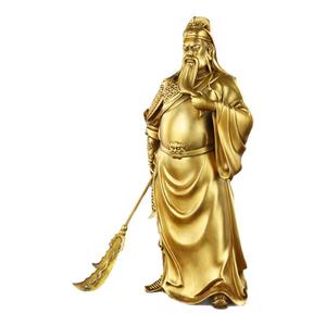 黄铜关公财神铜像摆件佛像大刀关羽关二爷武财神办公室公司开业