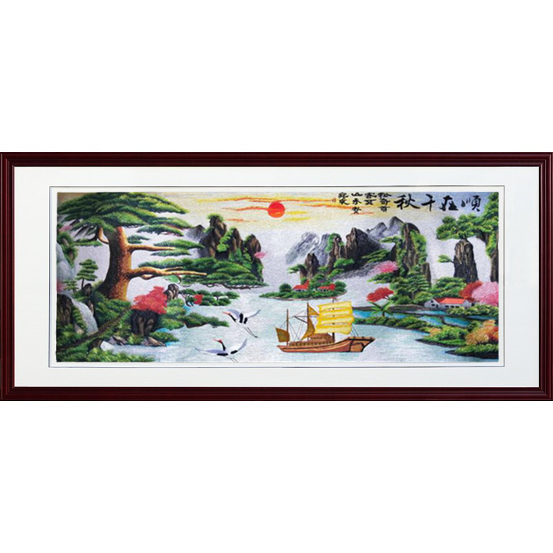 苏绣客厅挂画刺绣绣片布料