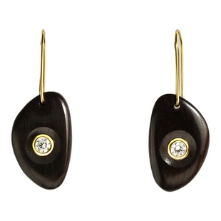 离岛空气沉檀S925银檀木耳环女复古风典雅耳坠锆石镶嵌耳饰配饰