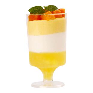 小酒杯慕斯甜品杯高脚杯硬塑料加厚一次性杯子慕斯布丁奶冻杯50只