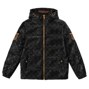 雷迪波尔羽绒服男装冬季新款白鸭绒加厚保暖潮流满身印花连帽外套