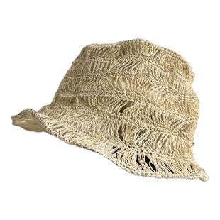 2025新款草编渔夫帽女夏季镂空透气防晒遮阳帽草帽太阳帽小众风潮