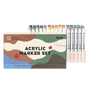 Arrtx阿泰诗丙烯马克笔套装90色卡乐魔盒绝绝紫防水软头DIY水彩笔丙烯颜料马克笔彩色涂鸦笔套装