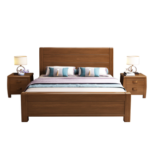 新中式实木床榫卯大床1.5M双人床简约经济型现代家具主卧室储物