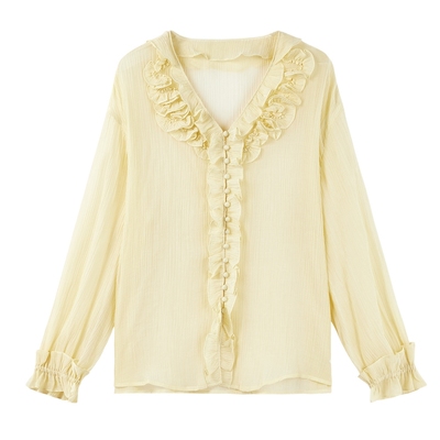 MISSCOCOON可可尼莱赛尔V领衬衫