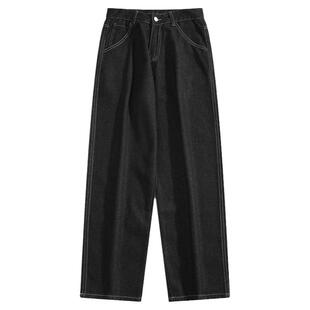 BOYUE帛跃直筒牛仔裤日系百搭个性休闲简约嘻哈春秋港风复古男裤