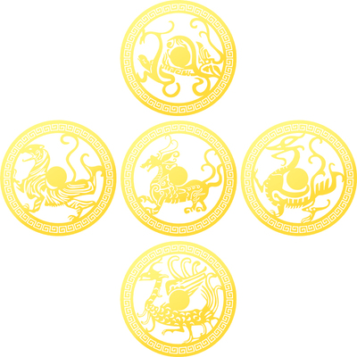 四神兽房屋缺角补角贴纸