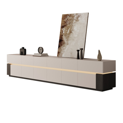 意式电视柜落地客厅家用2025新款收纳储物柜一体地柜实木电视机柜