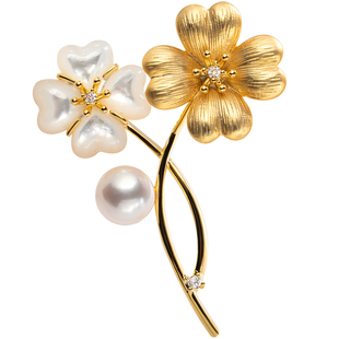 南珠宫繁花兰花 春季新款 淡水珍珠胸针别针 C-Z002HD-J[中秋节]