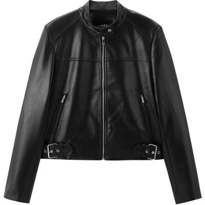 张婧仪同款 太平鸟黑天使PU外套25皮衣机车风短外套女A1BBF3417