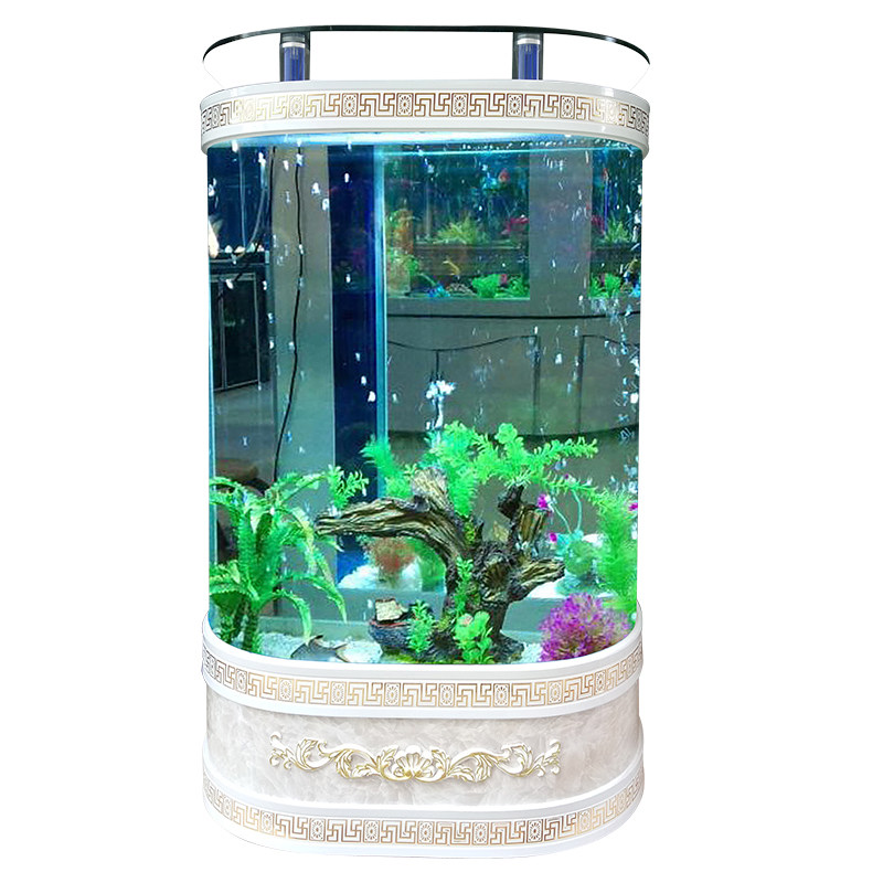 落地水族箱客厅欧式双圆玻璃鱼缸热弯电视柜观常水族定制中型热销