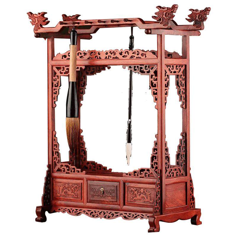 红酸枝笔架毛笔挂毛笔红木展示架