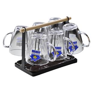 带把钢化玻璃杯子防摔耐热家用待客扎啤酒泡茶杯喝水6只北欧套装