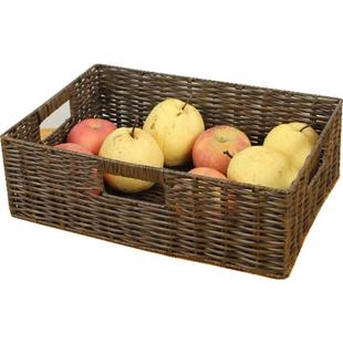 仿藤编零食收纳盒储物整理箱无盖藤编织筐家用杂物置物篮矮扁平框