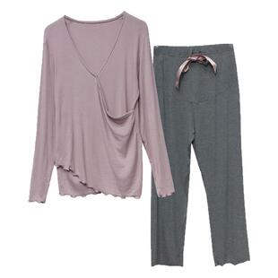 待产怀孕莫代尔月子服薄款夏季居服家产后哺乳喂奶孕妇睡衣家居服