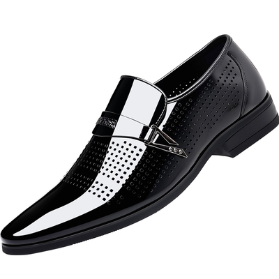 老爷车镂空皮鞋男洞洞鞋通风透气