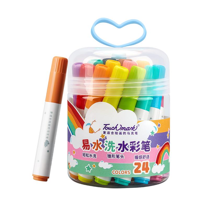Touchmark水彩笔幼儿园专用无毒可水洗24色彩笔宝宝画笔12色粗头不脏手印章彩色笔马克笔小学生专用涂色儿童