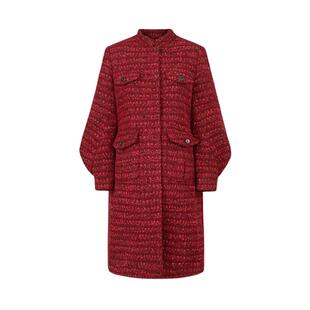 sdeer圣迪奥冬季女装小香风立领泡泡袖长款羽绒服S224Z2428