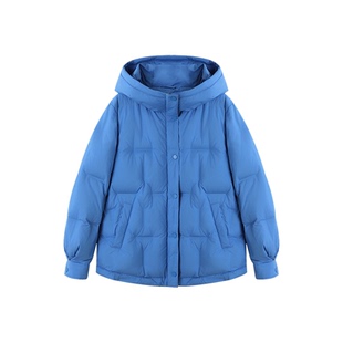 XWI欣未90白鸭绒蓝色羽绒服女2025年冬季连帽显瘦不臃肿保暖外套